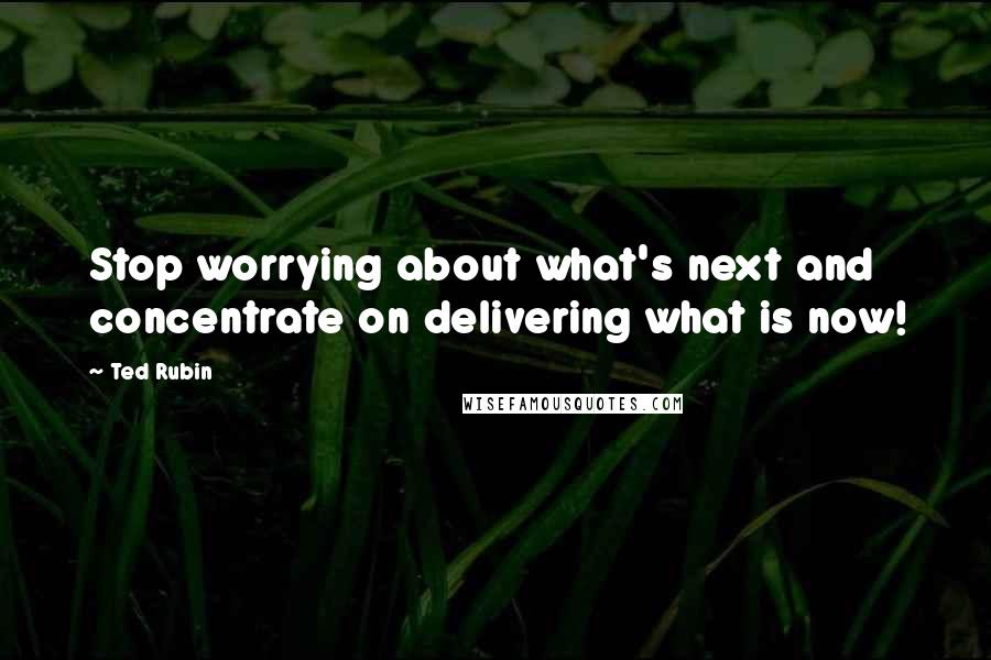 Ted Rubin Quotes: Stop worrying about what's next and concentrate on delivering what is now!