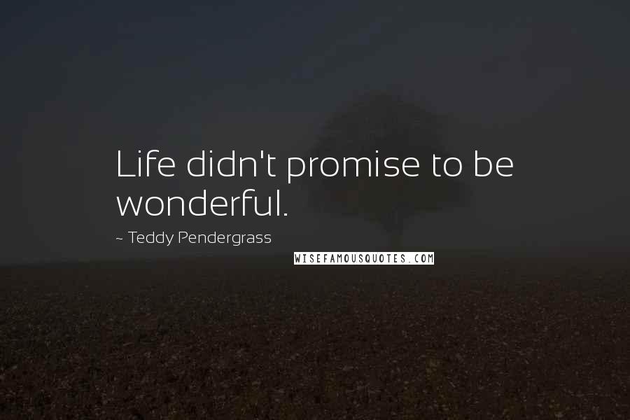 Teddy Pendergrass Quotes: Life didn't promise to be wonderful.