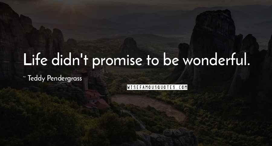 Teddy Pendergrass Quotes: Life didn't promise to be wonderful.