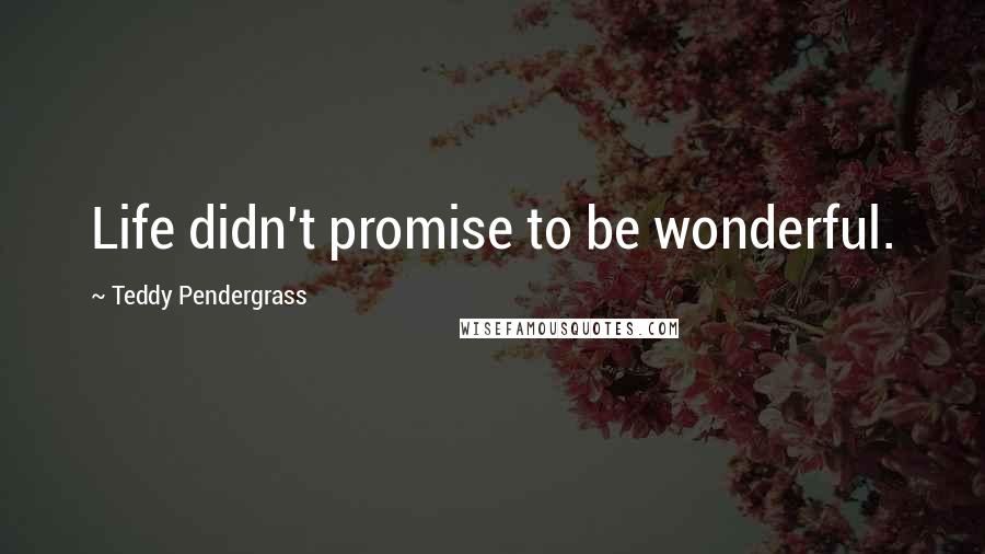 Teddy Pendergrass Quotes: Life didn't promise to be wonderful.