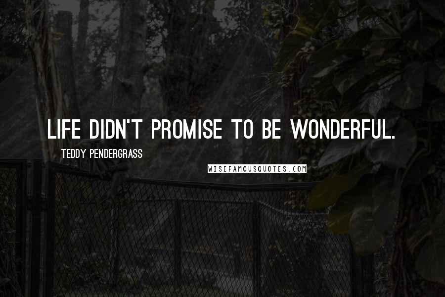 Teddy Pendergrass Quotes: Life didn't promise to be wonderful.