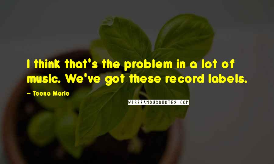 Teena Marie Quotes: I think that's the problem in a lot of music. We've got these record labels.