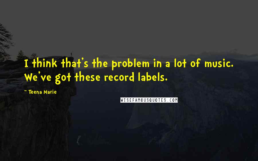 Teena Marie Quotes: I think that's the problem in a lot of music. We've got these record labels.