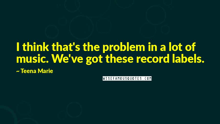 Teena Marie Quotes: I think that's the problem in a lot of music. We've got these record labels.