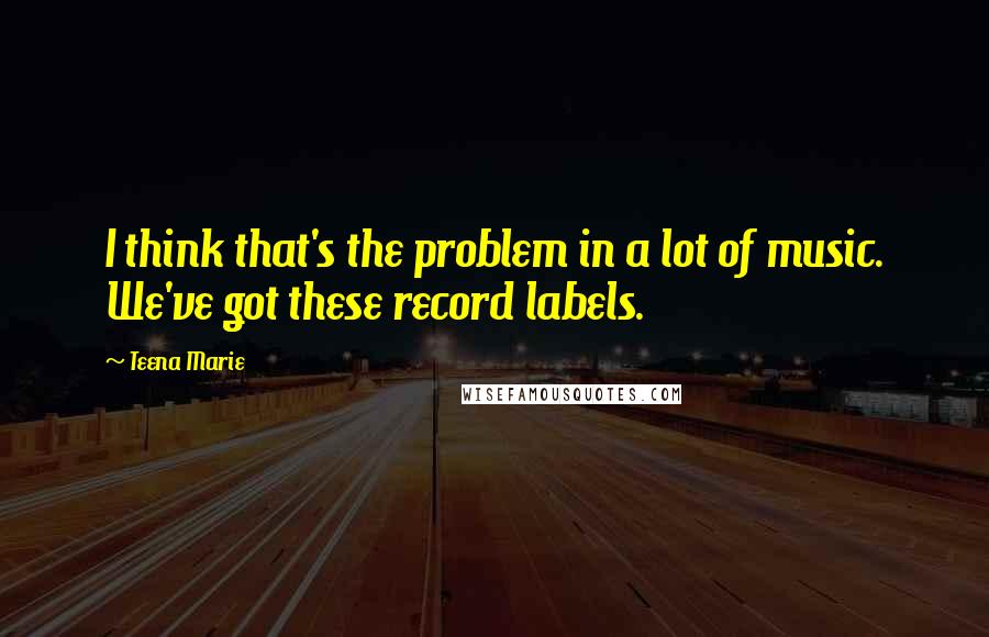 Teena Marie Quotes: I think that's the problem in a lot of music. We've got these record labels.