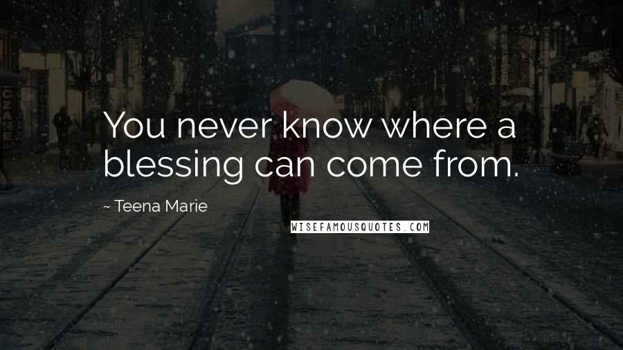 Teena Marie Quotes: You never know where a blessing can come from.
