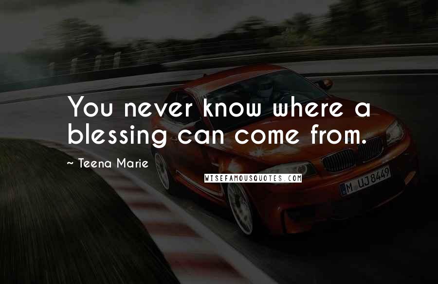 Teena Marie Quotes: You never know where a blessing can come from.