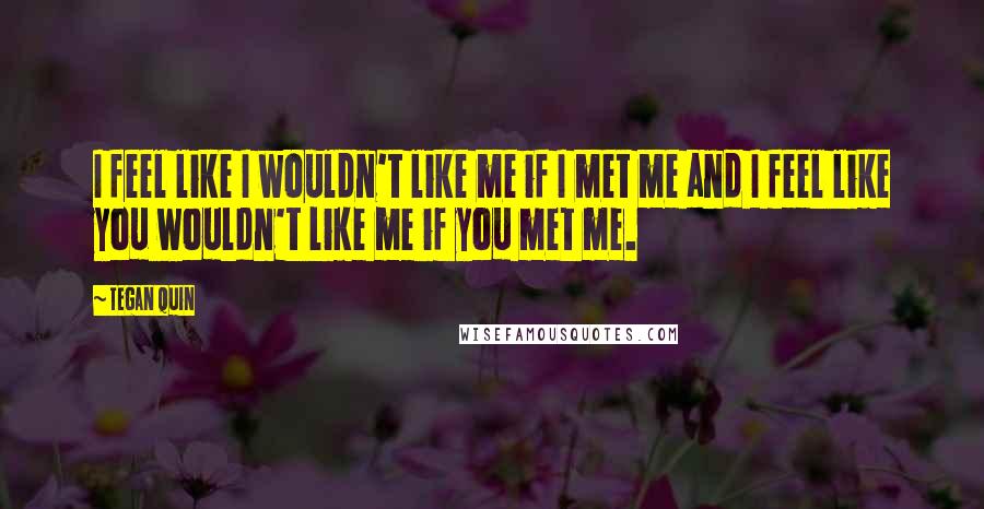 Tegan Quin Quotes: I feel like I wouldn't like me if I met me and I feel like you wouldn't like me if you met me.