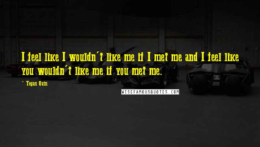 Tegan Quin Quotes: I feel like I wouldn't like me if I met me and I feel like you wouldn't like me if you met me.