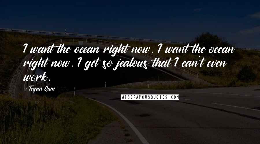 Tegan Quin Quotes: I want the ocean right now. I want the ocean right now. I get so jealous that I can't even work.