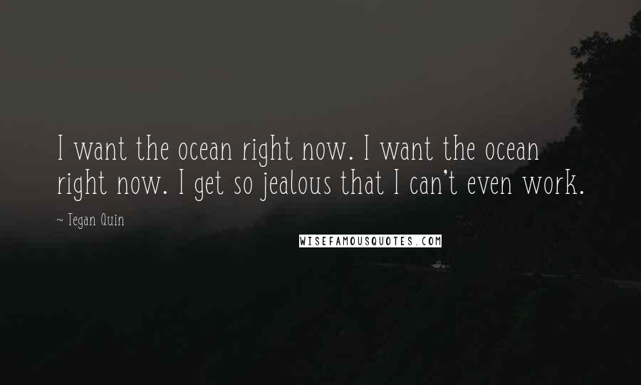 Tegan Quin Quotes: I want the ocean right now. I want the ocean right now. I get so jealous that I can't even work.