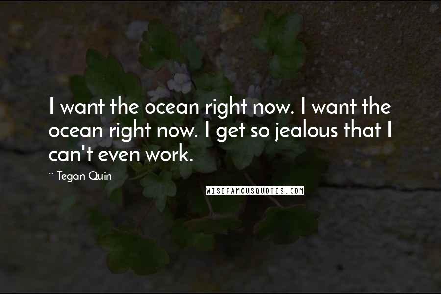 Tegan Quin Quotes: I want the ocean right now. I want the ocean right now. I get so jealous that I can't even work.