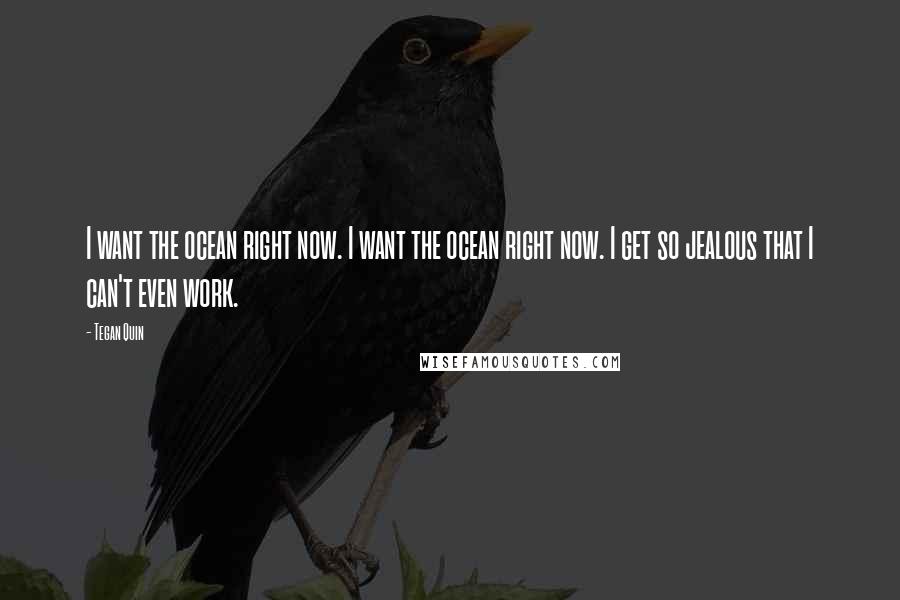 Tegan Quin Quotes: I want the ocean right now. I want the ocean right now. I get so jealous that I can't even work.