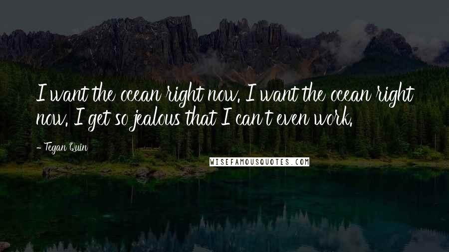 Tegan Quin Quotes: I want the ocean right now. I want the ocean right now. I get so jealous that I can't even work.