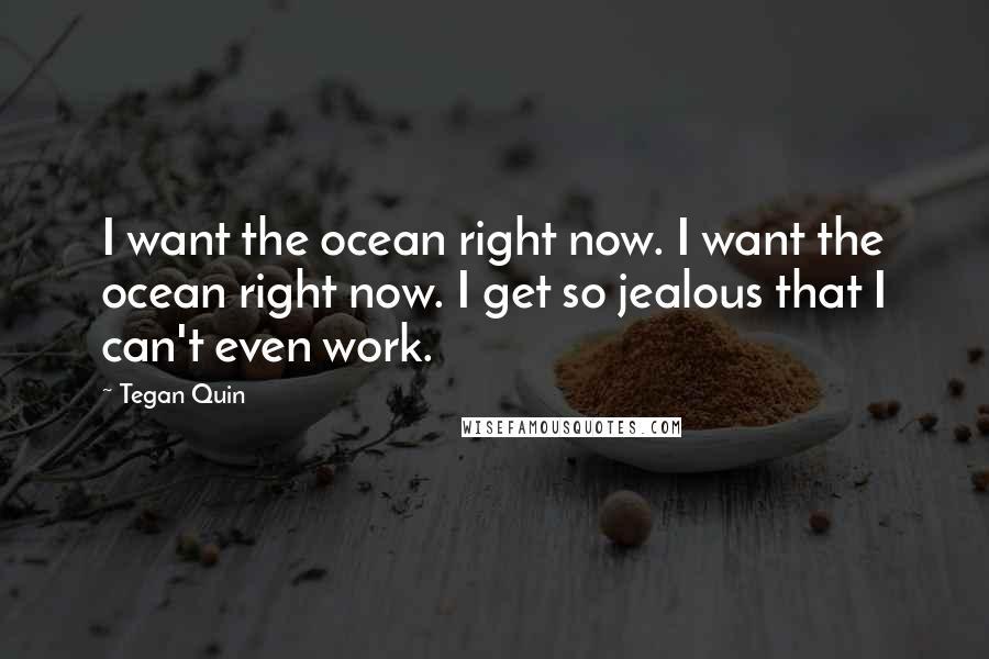 Tegan Quin Quotes: I want the ocean right now. I want the ocean right now. I get so jealous that I can't even work.