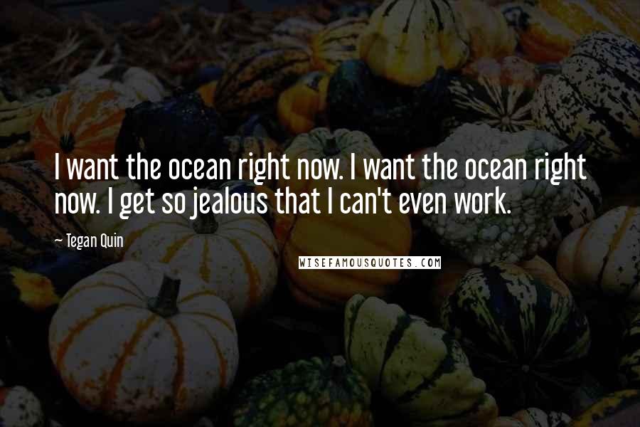 Tegan Quin Quotes: I want the ocean right now. I want the ocean right now. I get so jealous that I can't even work.