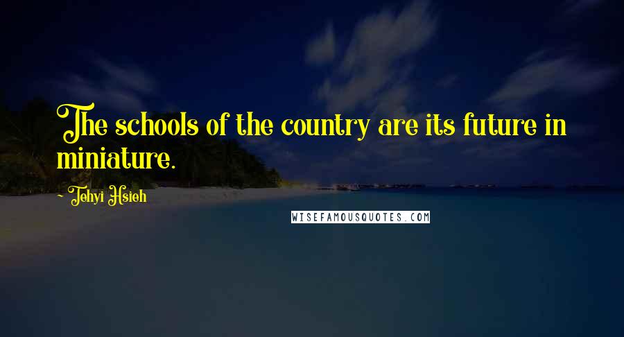 Tehyi Hsieh Quotes: The schools of the country are its future in miniature.