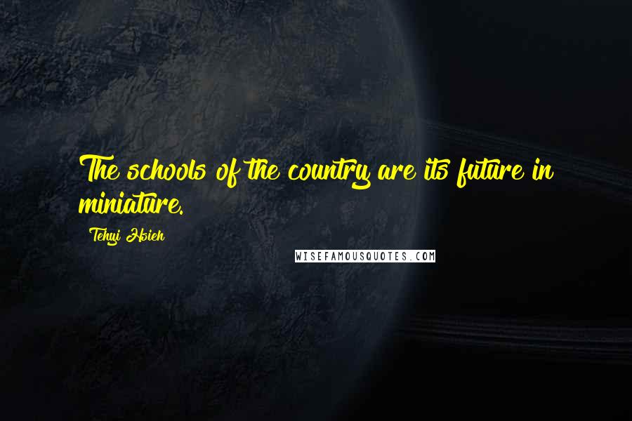 Tehyi Hsieh Quotes: The schools of the country are its future in miniature.