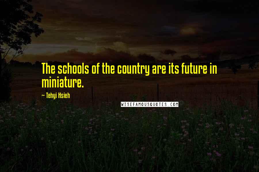 Tehyi Hsieh Quotes: The schools of the country are its future in miniature.