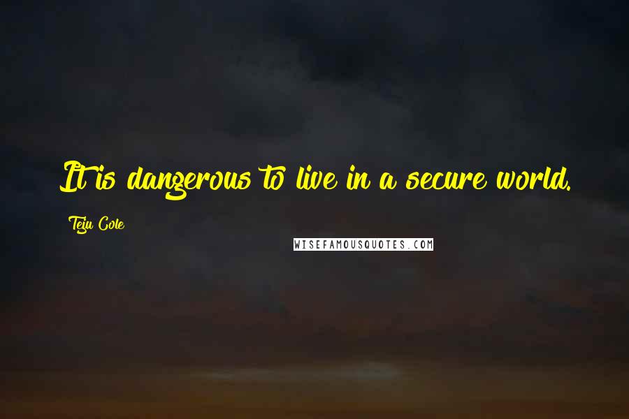 Teju Cole Quotes: It is dangerous to live in a secure world.