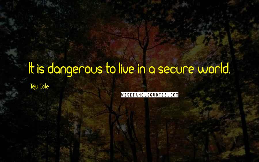 Teju Cole Quotes: It is dangerous to live in a secure world.