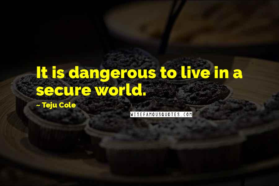 Teju Cole Quotes: It is dangerous to live in a secure world.