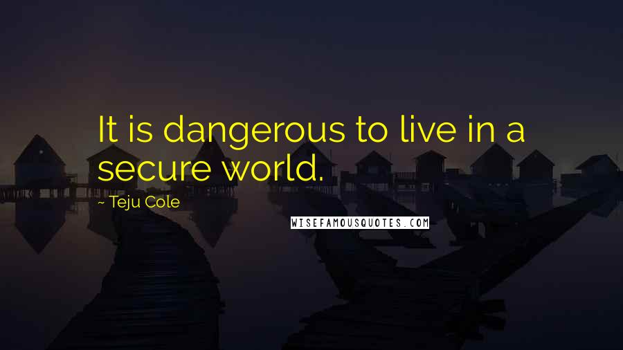 Teju Cole Quotes: It is dangerous to live in a secure world.