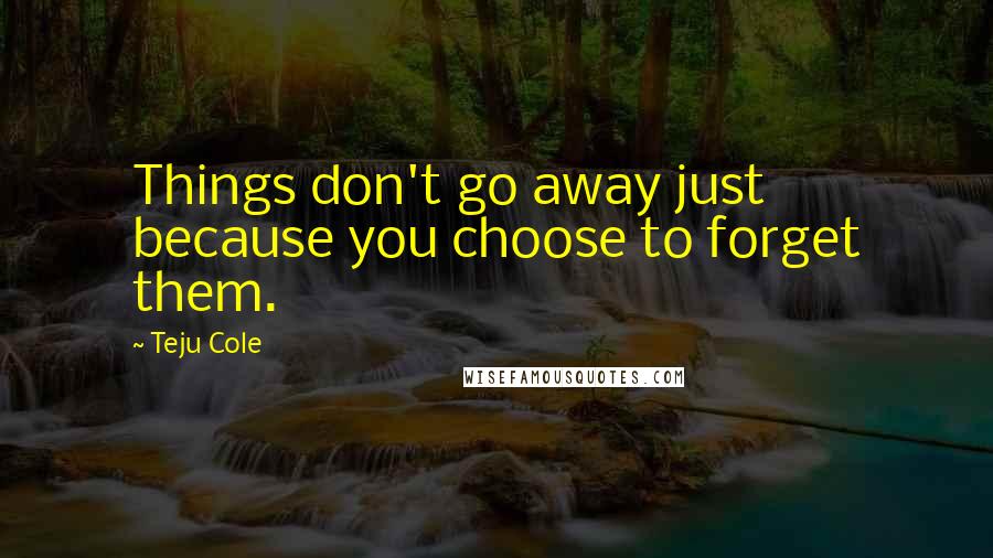 Teju Cole Quotes: Things don't go away just because you choose to forget them.