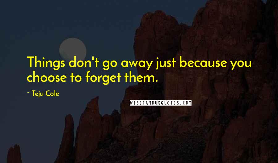 Teju Cole Quotes: Things don't go away just because you choose to forget them.