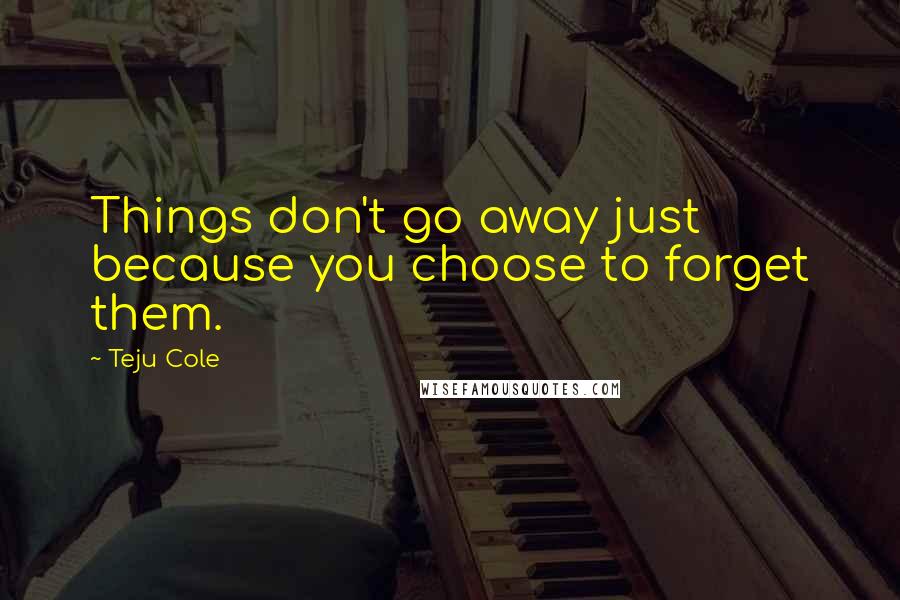 Teju Cole Quotes: Things don't go away just because you choose to forget them.