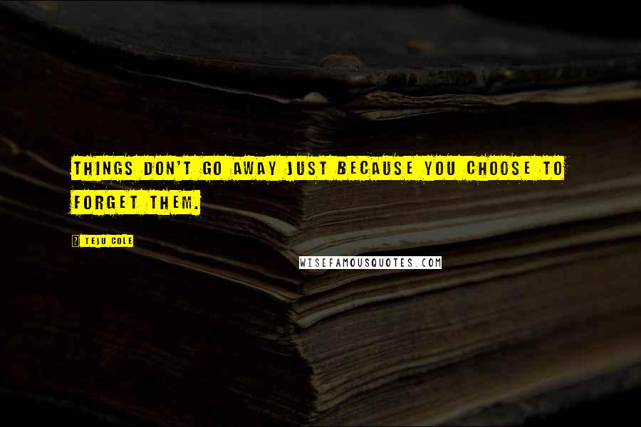 Teju Cole Quotes: Things don't go away just because you choose to forget them.