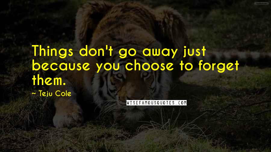 Teju Cole Quotes: Things don't go away just because you choose to forget them.