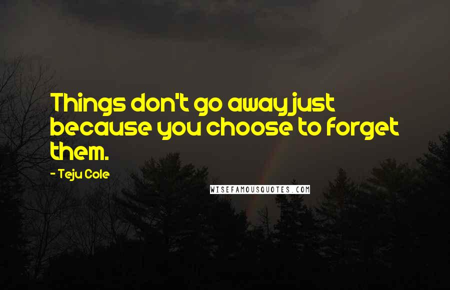 Teju Cole Quotes: Things don't go away just because you choose to forget them.