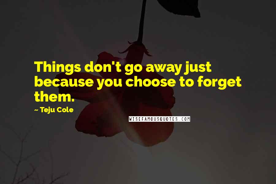 Teju Cole Quotes: Things don't go away just because you choose to forget them.