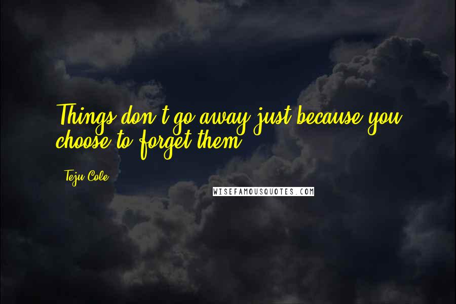 Teju Cole Quotes: Things don't go away just because you choose to forget them.