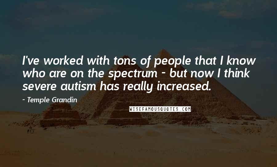 Temple Grandin Quotes: I've worked with tons of people that I know who are on the spectrum - but now I think severe autism has really increased.