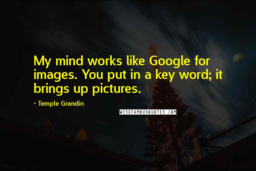 Temple Grandin Quotes: My mind works like Google for images. You put in a key word; it brings up pictures.