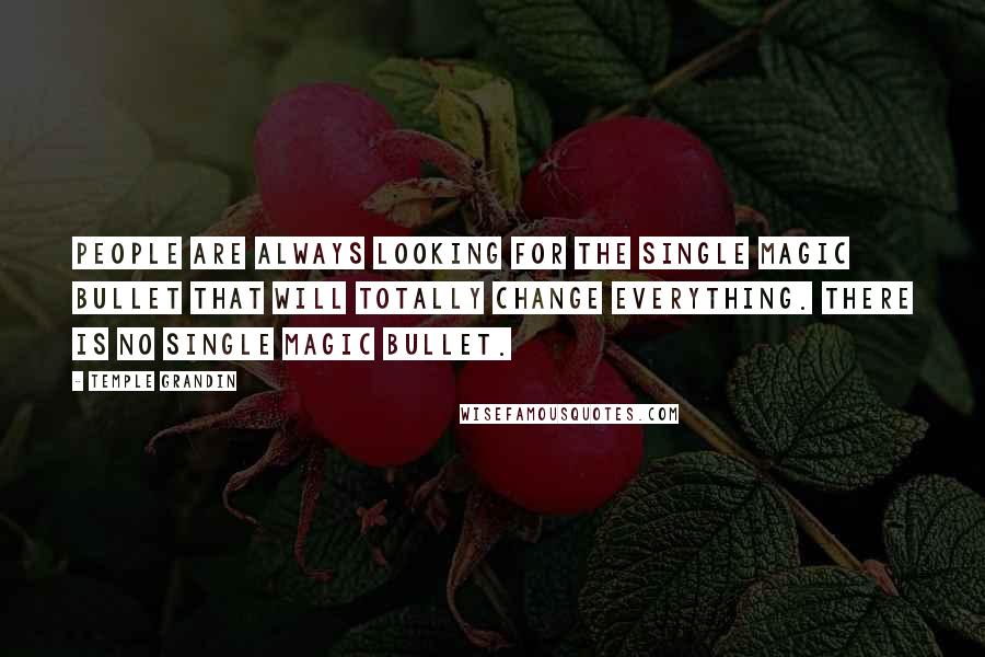 Temple Grandin Quotes: People are always looking for the single magic bullet that will totally change everything. There is no single magic bullet.