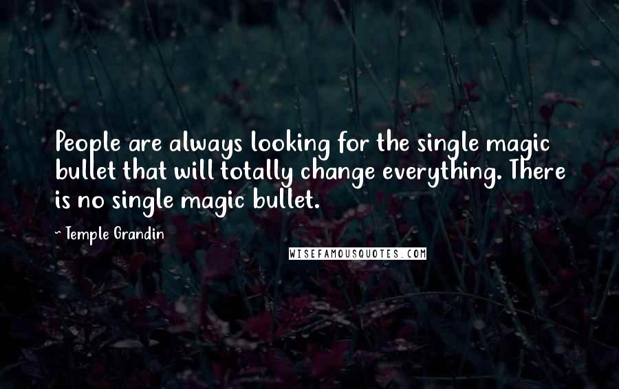 Temple Grandin Quotes: People are always looking for the single magic bullet that will totally change everything. There is no single magic bullet.
