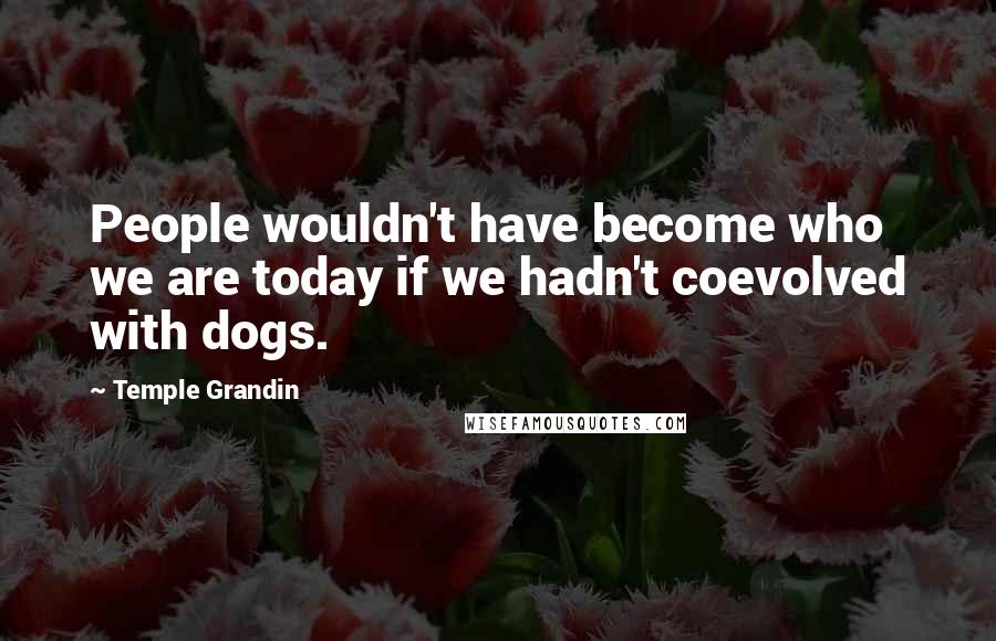 Temple Grandin Quotes: People wouldn't have become who we are today if we hadn't coevolved with dogs.
