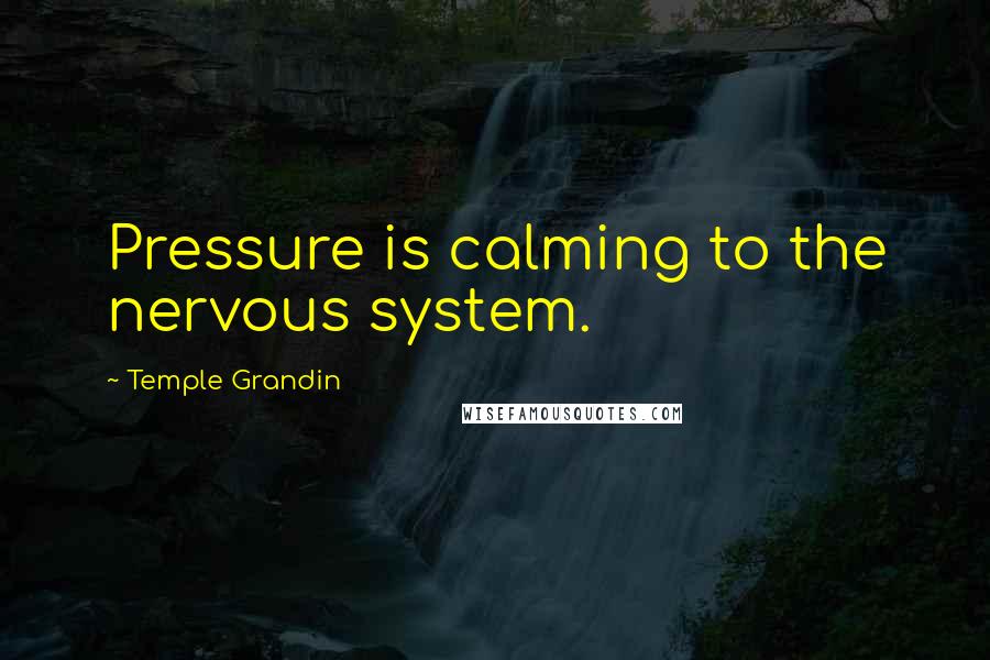 Temple Grandin Quotes: Pressure is calming to the nervous system.