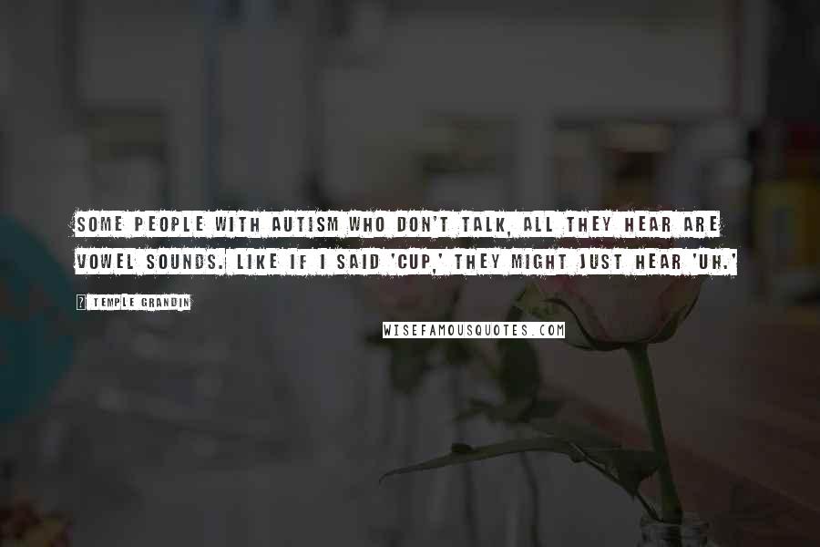 Temple Grandin Quotes: Some people with autism who don't talk, all they hear are vowel sounds. Like if I said 'cup,' they might just hear 'uh.'