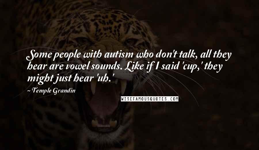 Temple Grandin Quotes: Some people with autism who don't talk, all they hear are vowel sounds. Like if I said 'cup,' they might just hear 'uh.'