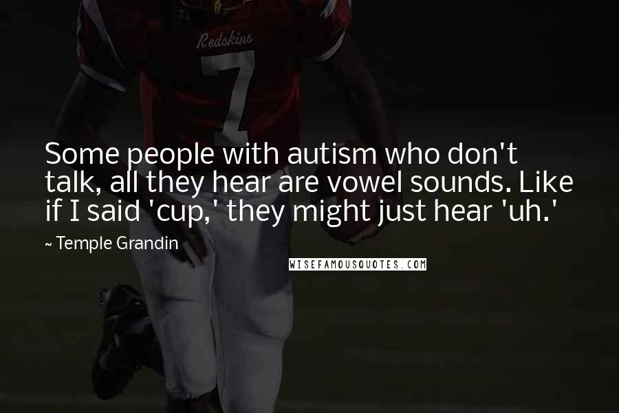 Temple Grandin Quotes: Some people with autism who don't talk, all they hear are vowel sounds. Like if I said 'cup,' they might just hear 'uh.'