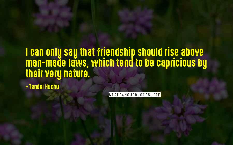 Tendai Huchu Quotes: I can only say that friendship should rise above man-made laws, which tend to be capricious by their very nature.