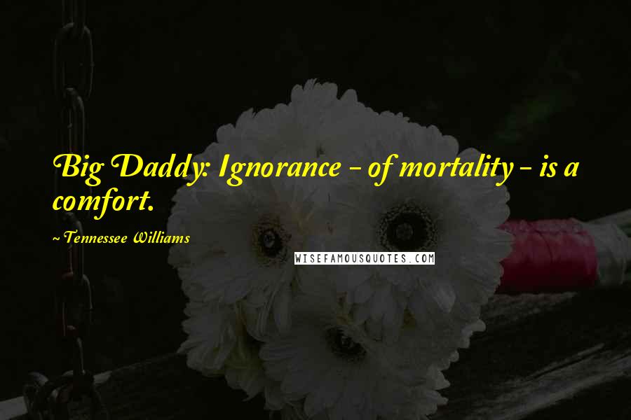 Tennessee Williams Quotes: Big Daddy: Ignorance - of mortality - is a comfort.