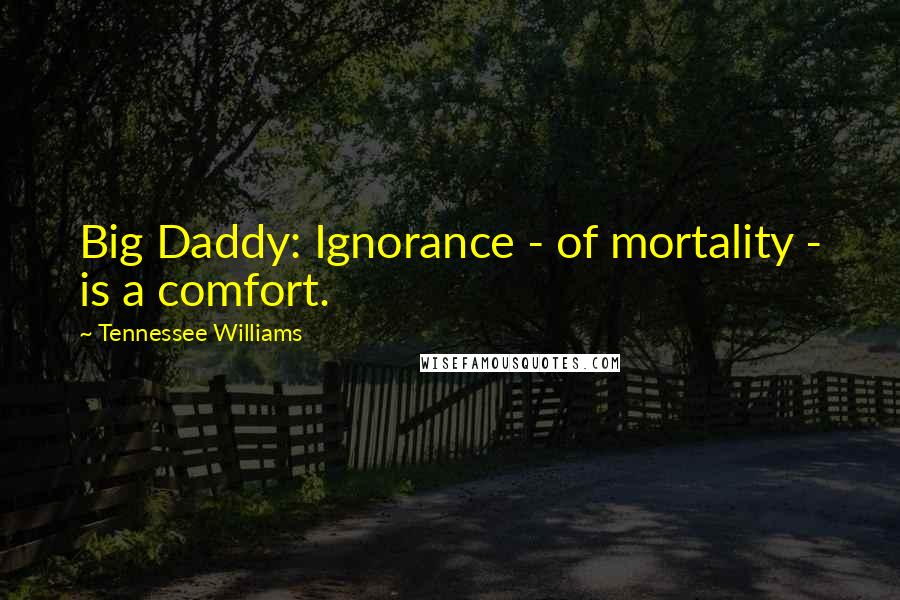 Tennessee Williams Quotes: Big Daddy: Ignorance - of mortality - is a comfort.