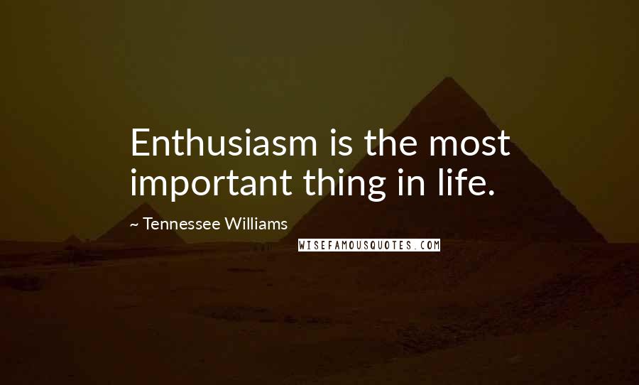 Tennessee Williams Quotes: Enthusiasm is the most important thing in life.