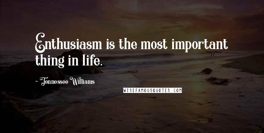 Tennessee Williams Quotes: Enthusiasm is the most important thing in life.