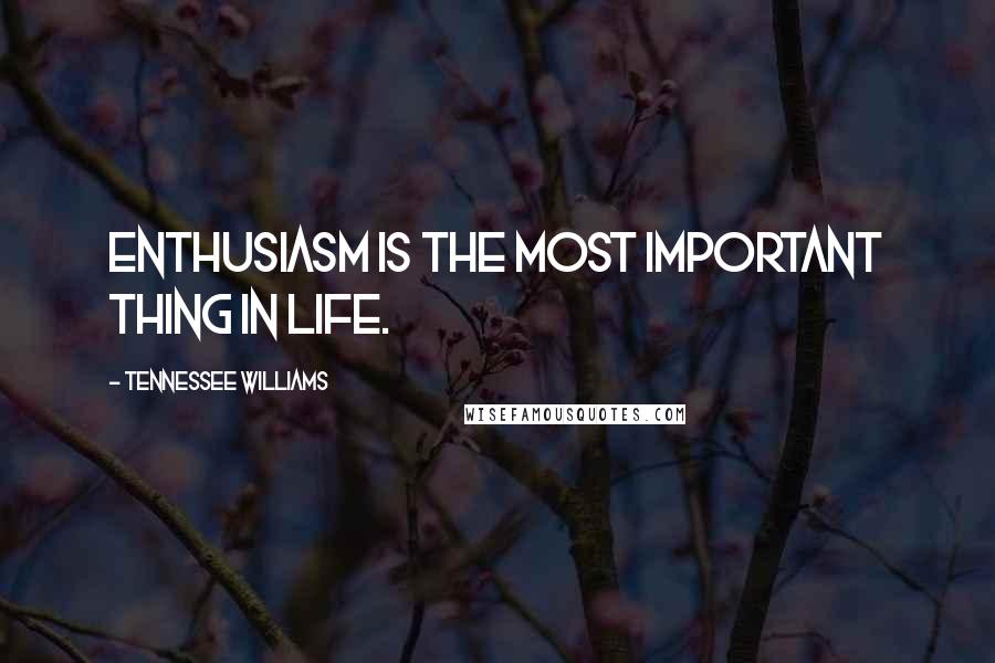 Tennessee Williams Quotes: Enthusiasm is the most important thing in life.